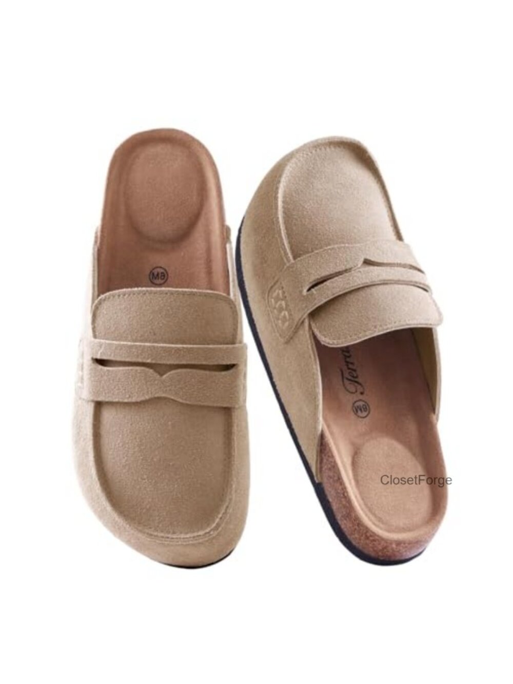 Genuine Suede Clogs for Women Leather Mules with Arch Support